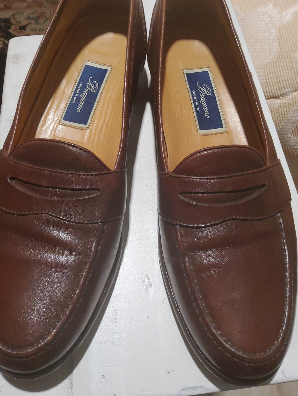 Italy Bragano Men's Classic Brown Leather Penny Loafers 10.5 N